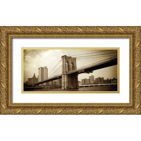 Brooklyn Bridge I Gold Ornate Wood Framed Art Print with Double Matting by Gannos, Bill