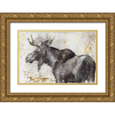 Alces Trail II Gold Ornate Wood Framed Art Print with Double Matting by Hawksley, Beverley