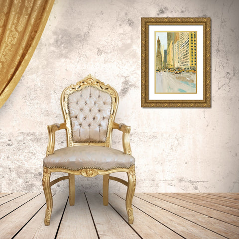 Early Manhattan Gold Ornate Wood Framed Art Print with Double Matting by Errico And Slyp