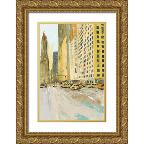Early Manhattan Gold Ornate Wood Framed Art Print with Double Matting by Errico And Slyp