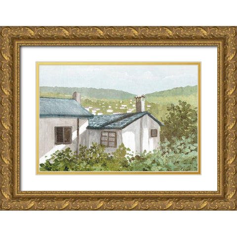 Country Home II Gold Ornate Wood Framed Art Print with Double Matting by Errico and Slyp