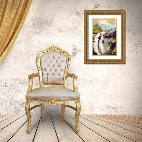Falls Gold Ornate Wood Framed Art Print with Double Matting by Broome, Marianne