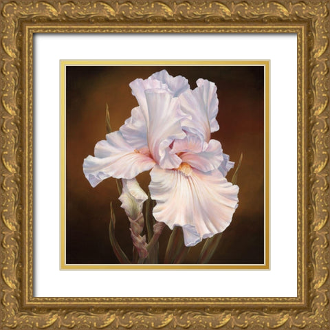 White Iris II Gold Ornate Wood Framed Art Print with Double Matting by Broome, Marianne