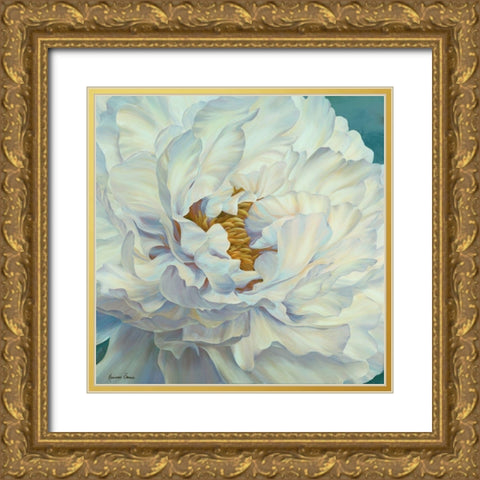 Peony Petals Gold Ornate Wood Framed Art Print with Double Matting by Broome, Marianne