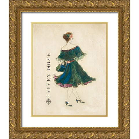 Glamour Collection I Gold Ornate Wood Framed Art Print with Double Matting by Dolce, Carmen