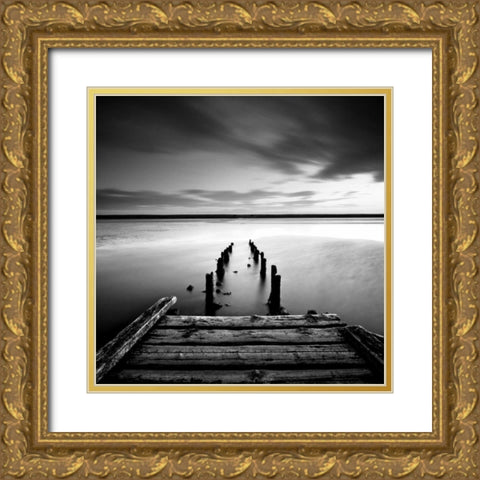The Jetty Gold Ornate Wood Framed Art Print with Double Matting by Cherry, Rob
