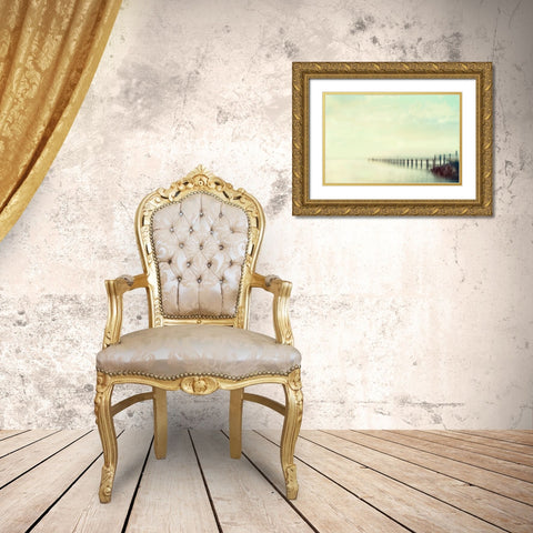 Sunset Beach Bridge  Gold Ornate Wood Framed Art Print with Double Matting by Connolly, Karin