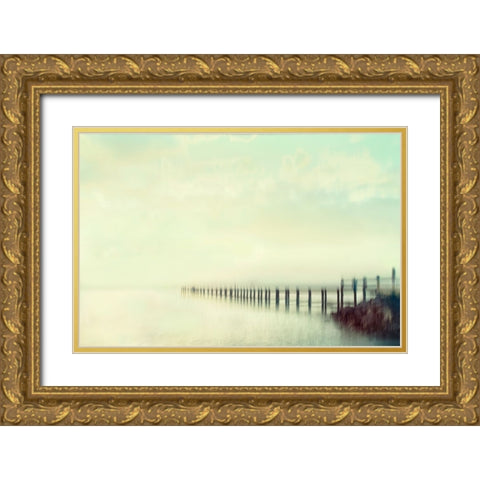 Sunset Beach Bridge  Gold Ornate Wood Framed Art Print with Double Matting by Connolly, Karin