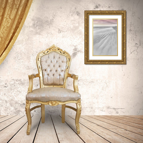 Pink Beach Walk  Gold Ornate Wood Framed Art Print with Double Matting by Connolly, Karin