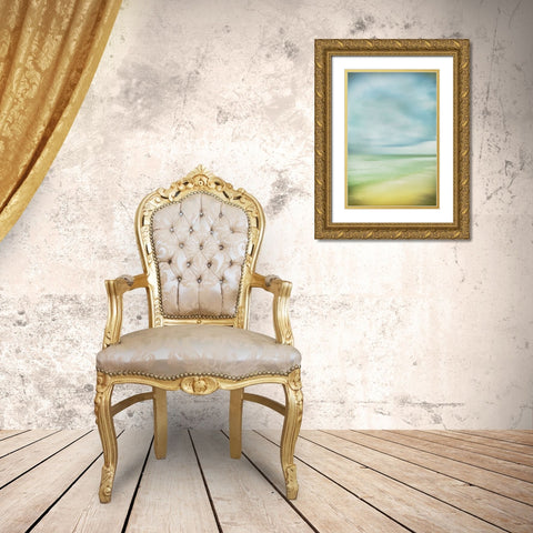 Blue Sky Beach  Gold Ornate Wood Framed Art Print with Double Matting by Connolly, Karin