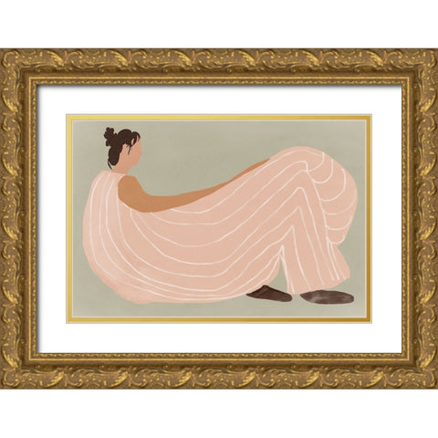 Basked Sun  Gold Ornate Wood Framed Art Print with Double Matting by Project C