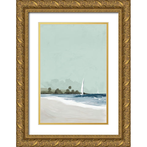 Palms Beach Gold Ornate Wood Framed Art Print with Double Matting by Jacob Q