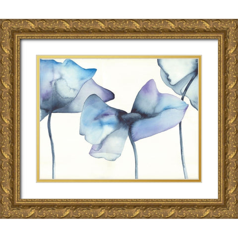 Blue Poppy I Gold Ornate Wood Framed Art Print with Double Matting by Hendrick, Cathy