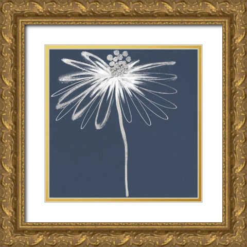 Silver Blooms I Gold Ornate Wood Framed Art Print with Double Matting by Hendrick, Cathy