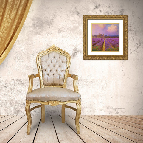 Lavender Fields I Gold Ornate Wood Framed Art Print with Double Matting by Vest, Chris