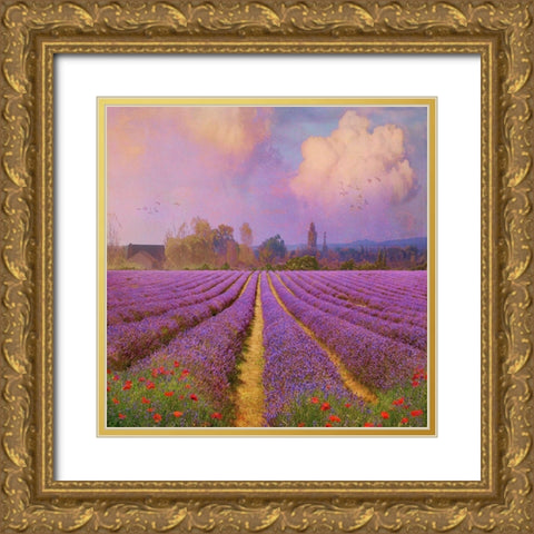 Lavender Fields I Gold Ornate Wood Framed Art Print with Double Matting by Vest, Chris
