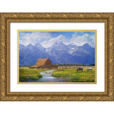 Moulton Barn Gold Ornate Wood Framed Art Print with Double Matting by Vest, Chris