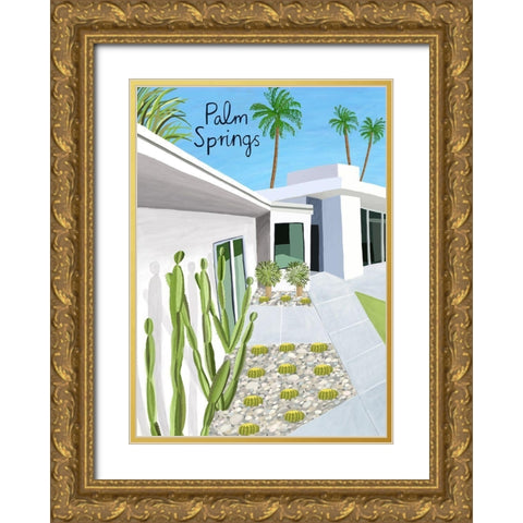 Palm Springs Gold Ornate Wood Framed Art Print with Double Matting by Day, Carla