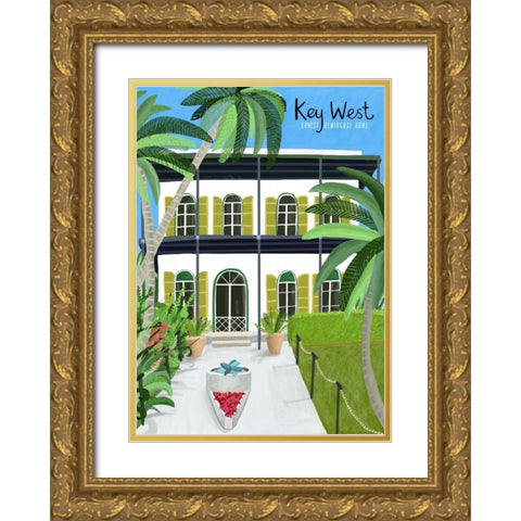 Key West Hemingway Gold Ornate Wood Framed Art Print with Double Matting by Day, Carla