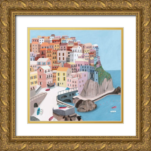 ManarolaItaly Gold Ornate Wood Framed Art Print with Double Matting by Daly, Carla