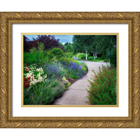 Garden Pathway Gold Ornate Wood Framed Art Print with Double Matting by Frates, Dennis