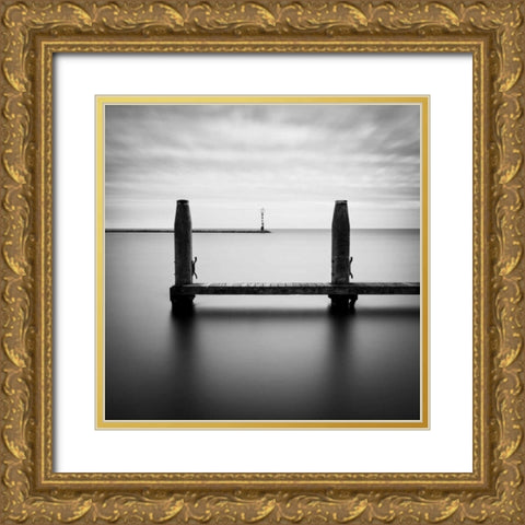 Beyond the Jetty Gold Ornate Wood Framed Art Print with Double Matting by Bowman, David