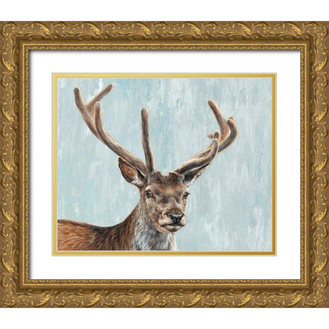 Reindeer  Gold Ornate Wood Framed Art Print with Double Matting by Perejogina, Dina