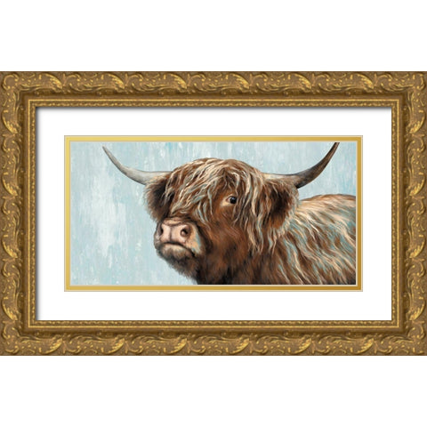 Highland Heifer Gold Ornate Wood Framed Art Print with Double Matting by Perejogina, Dina