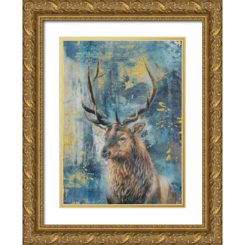 Highland Stag Gold Ornate Wood Framed Art Print with Double Matting by Peregojina, Dina