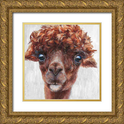 Alpaca I Gold Ornate Wood Framed Art Print with Double Matting by Perejogina, Dina