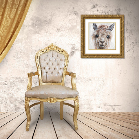 Alpaca II Gold Ornate Wood Framed Art Print with Double Matting by Perejogina, Dina