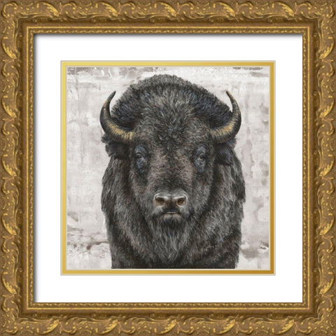 Bison Presence  Gold Ornate Wood Framed Art Print with Double Matting by Perejogina, Dina