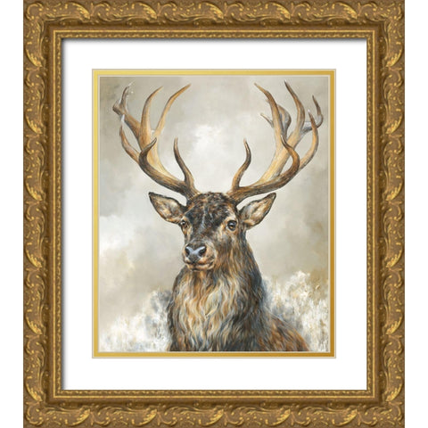 Deer Hart  Gold Ornate Wood Framed Art Print with Double Matting by Perejogina, Dina