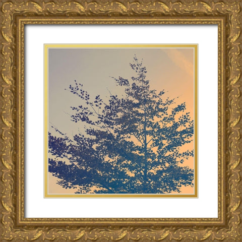 Tree Haze Gold Ornate Wood Framed Art Print with Double Matting by Savone, Daniela