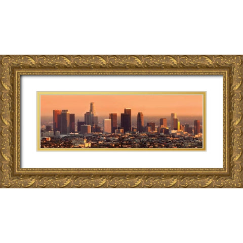 Los Angeles Sunset Gold Ornate Wood Framed Art Print with Double Matting by Stein, Daniel