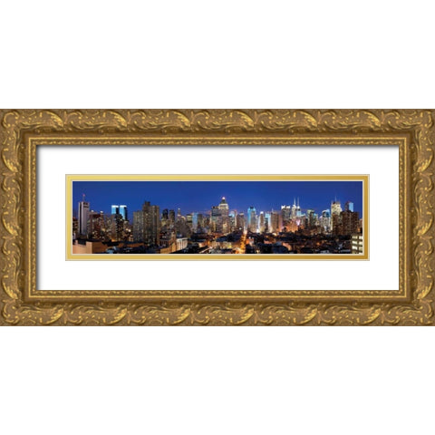 NYC Times Square West Gold Ornate Wood Framed Art Print with Double Matting by Stein, Daniel
