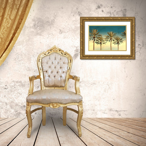 Distressed Palm Trees Gold Ornate Wood Framed Art Print with Double Matting by Stein, Daniel