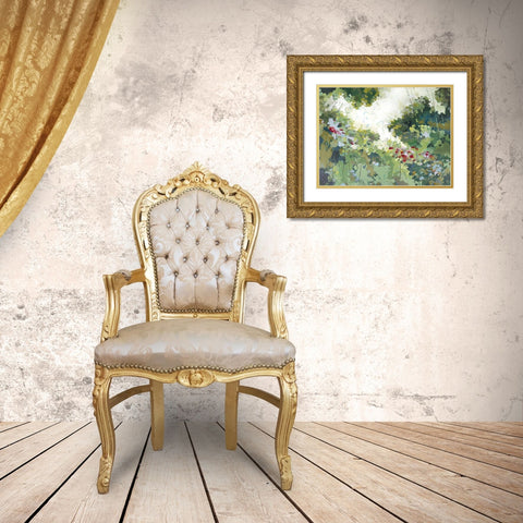 Lush Wildflower Garden  Gold Ornate Wood Framed Art Print with Double Matting by Riger, Sue