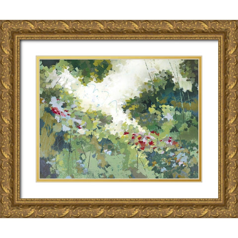 Lush Wildflower Garden  Gold Ornate Wood Framed Art Print with Double Matting by Riger, Sue