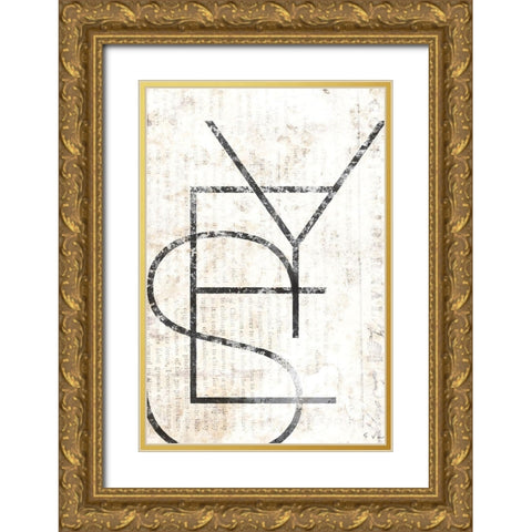 YES Gold Ornate Wood Framed Art Print with Double Matting by Varrasso , Enrico