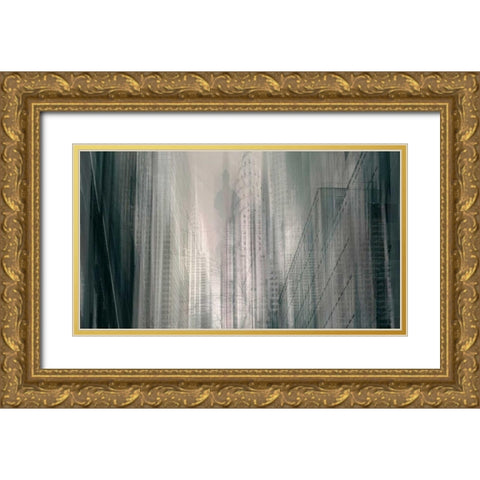 Manhattan Mayhem Gold Ornate Wood Framed Art Print with Double Matting by Jenney, Jessica