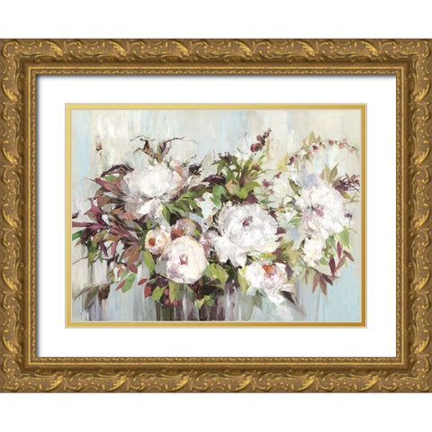 Soft Posy Gold Ornate Wood Framed Art Print with Double Matting by K, Ella