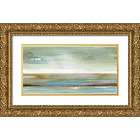 Abstracted Layers Gold Ornate Wood Framed Art Print with Double Matting by Lera