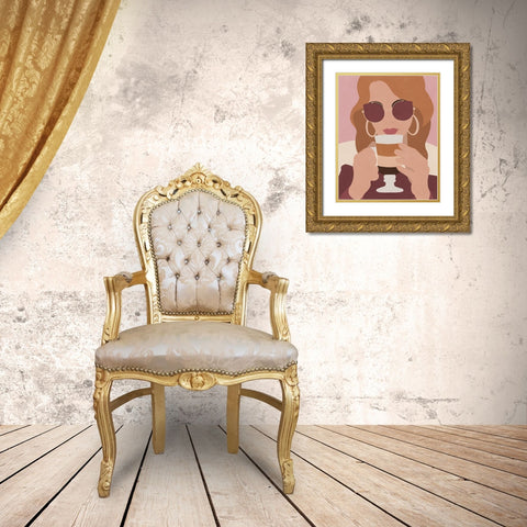 In the Cafe  Gold Ornate Wood Framed Art Print with Double Matting by Leonard, Sarah