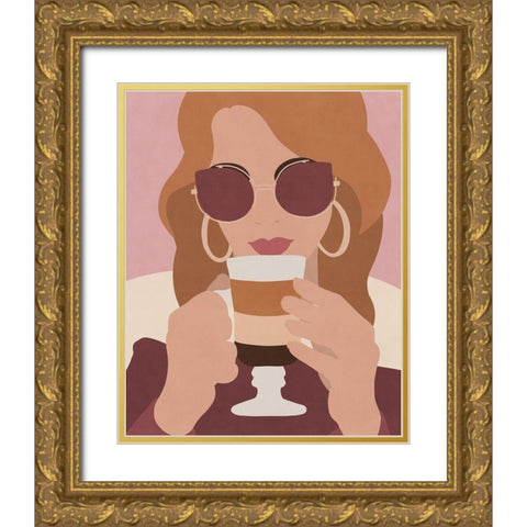 In the Cafe  Gold Ornate Wood Framed Art Print with Double Matting by Leonard, Sarah