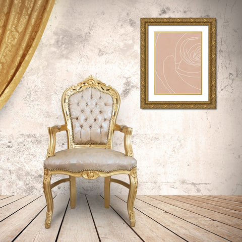 Blush Flowers III  Gold Ornate Wood Framed Art Print with Double Matting by Leonard, Sarah