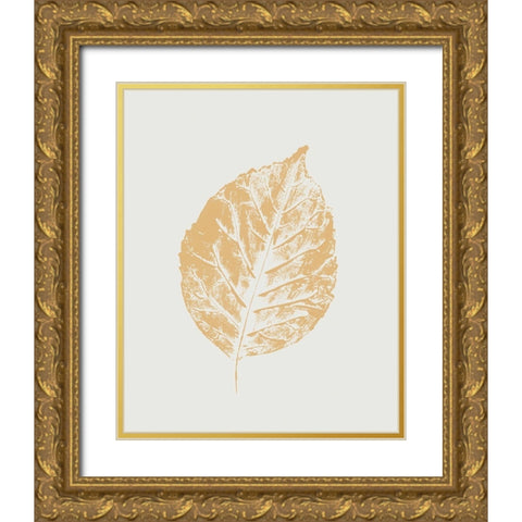 Colour Leaf Print I  Gold Ornate Wood Framed Art Print with Double Matting by Leonard, Sarah
