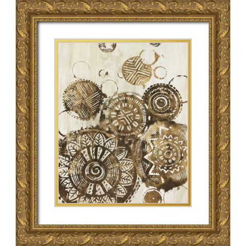 African Circles  Gold Ornate Wood Framed Art Print with Double Matting by Watts, Eva