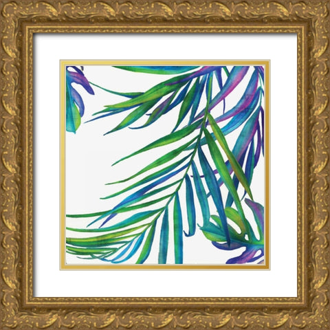 Colourful Leaves III Gold Ornate Wood Framed Art Print with Double Matting by Watts, Eva