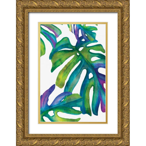 Colorful Leaves IV Gold Ornate Wood Framed Art Print with Double Matting by Watts, Eva